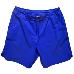 Lands' End Womens Bike Athletic Shorts Size 16 Blue Stretch Quick-Dry Drawstring